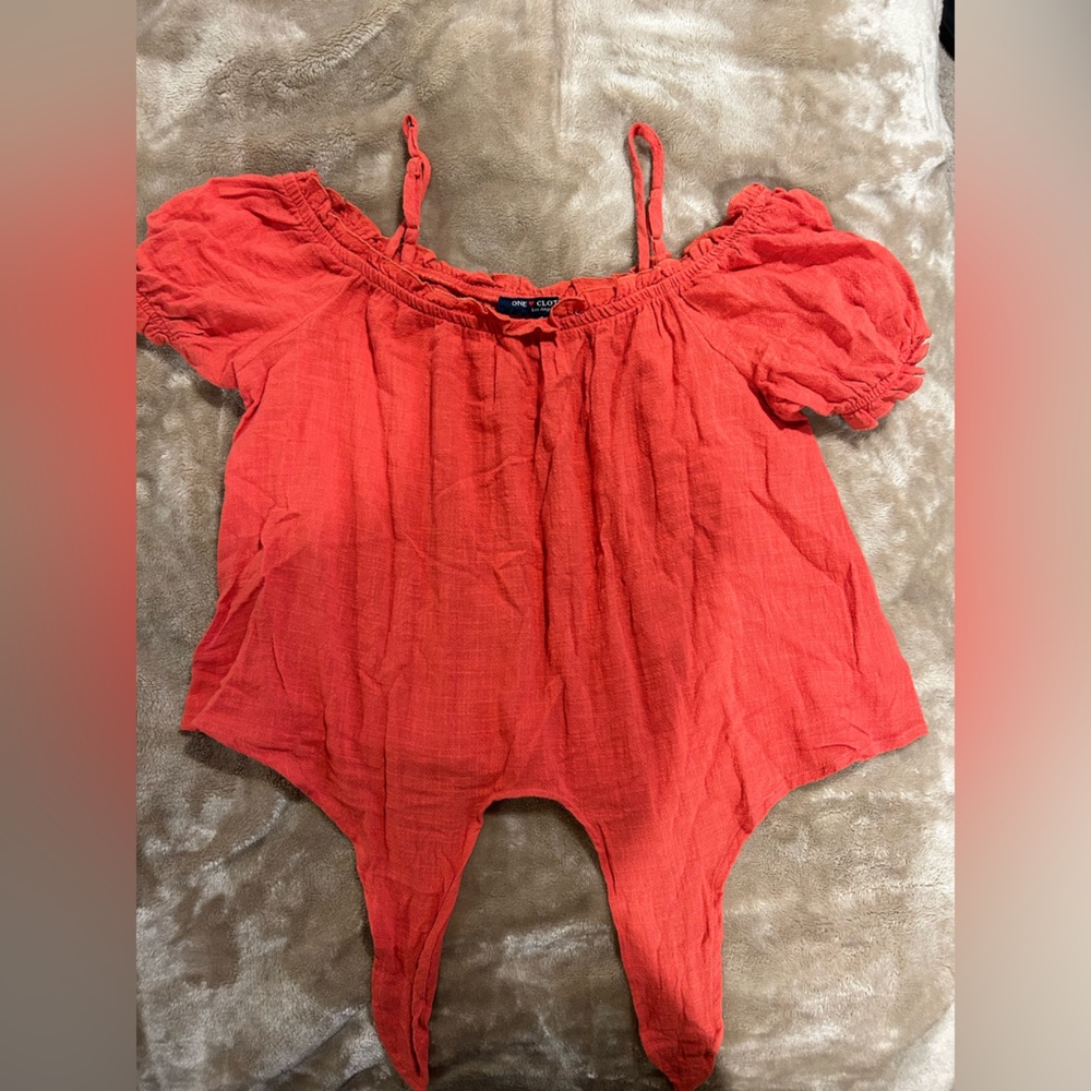 One Clothing Red Tie Front Shirt Size M